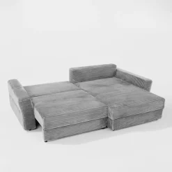 Narożnik sztruksowy jasnoszary NOEMI prawy