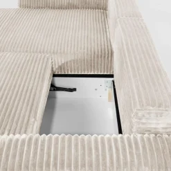 Narożnik sztruksowy kremowy NOEMI lewy