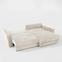 Narożnik sztruksowy kremowy NOEMI prawy