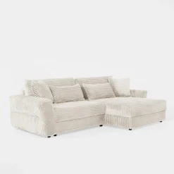 Narożnik sztruksowy kremowy NOEMI prawy