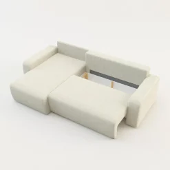 Narożnik sztruksowy kremowy ARAGON