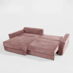 Narożnik sztruksowy pudrowy róż NOEMI lewy