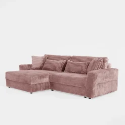 Narożnik sztruksowy pudrowy róż NOEMI lewy