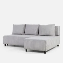 Narożnik sztruksowy rozkładany jasnoszary HONEY