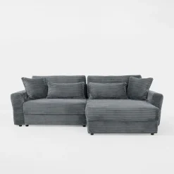 Narożnik sztruksowy szary NOEMI prawy