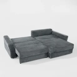 Narożnik sztruksowy szary NOEMI prawy