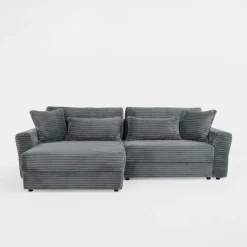 Narożnik sztruksowy szary NOEMI lewy