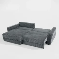 Narożnik sztruksowy szary NOEMI lewy