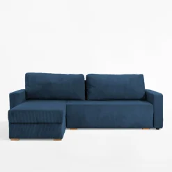 Narożnik sztruksowy z 2 pojemnikami ciemnoniebieski LIAM