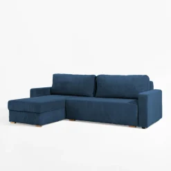 Narożnik sztruksowy z 2 pojemnikami ciemnoniebieski LIAM