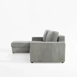 Narożnik sztruksowy z 2 pojemnikami jasnoszary LIAM