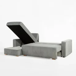 Narożnik sztruksowy z 2 pojemnikami jasnoszary LIAM