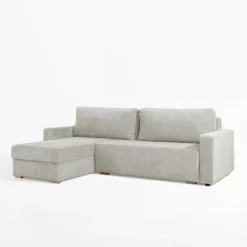 Narożnik sztruksowy z 2 pojemnikami jasnobeżowy LIAM