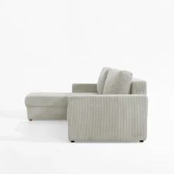 Narożnik sztruksowy z 2 pojemnikami jasnobeżowy LIAM