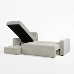 Narożnik sztruksowy z 2 pojemnikami jasnobeżowy LIAM