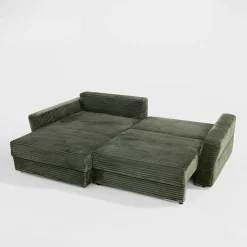 Narożnik sztruksowy zielony NOEMI lewy