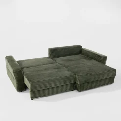 Narożnik sztruksowy zielony NOEMI prawy