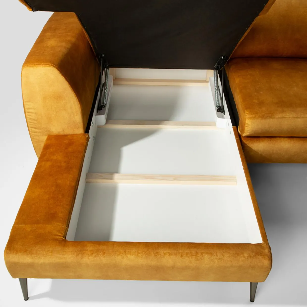 Narożnik U-kształtny rozkładany musztardowy DAKOTA lewy