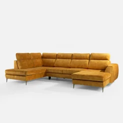 Narożnik U-kształtny rozkładany musztardowy DAKOTA prawy