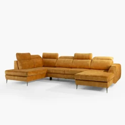 Narożnik U-kształtny rozkładany musztardowy DAKOTA prawy