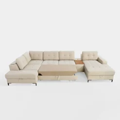 Narożnik U-kształtny z barkiem beżowy BONITO lewy