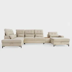 Narożnik U-kształtny z barkiem beżowy BONITO lewy