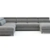 Narożnik welurowy z regulowanymi zagłówkami szary MAROLA U-FORM prawy