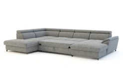 Narożnik welurowy z regulowanymi zagłówkami szary MAROLA U-FORM prawy