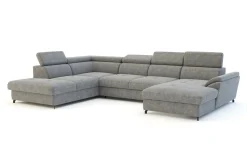 Narożnik welurowy z regulowanymi zagłówkami szary MAROLA U-FORM prawy