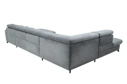 Narożnik welurowy z regulowanymi zagłówkami szary MAROLA U-FORM prawy