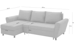 Narożnik z 2 pojemnikami ciemnoszary LANA