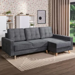 Narożnik z 2 pojemnikami szary LIVI prawy