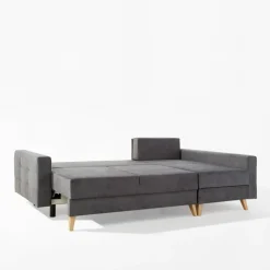 Narożnik z 2 pojemnikami szary LIVI prawy