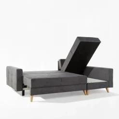 Narożnik z 2 pojemnikami szary LIVI prawy