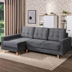 Narożnik z 2 pojemnikami szary LIVI lewy