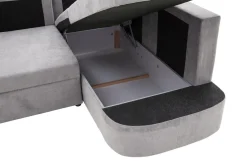 Narożnik z 2 pojemnikami taupe NESSI prawy