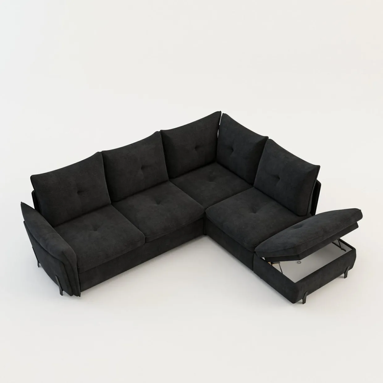 Narożnik z dostawką grafitowy ALMERIA PR.2 lewy