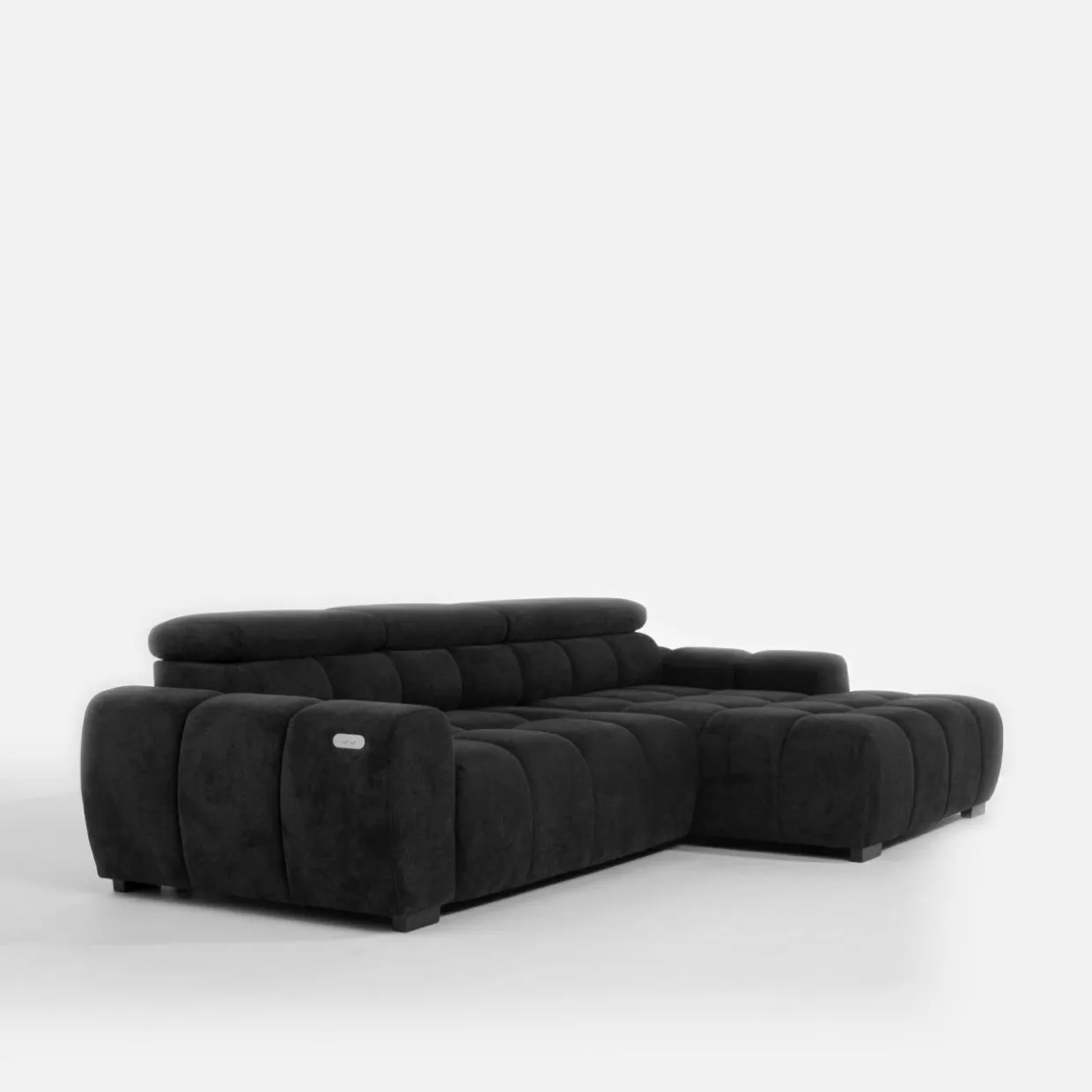 Narożnik z elektryczną regulacją siedziska ciemnoszary BULL S prawy