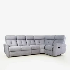 Narożnik z funkcją relaksu szary MILA prawy