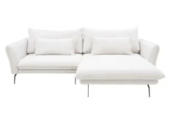 Narożnik z poduszkami dekoracyjnymi biały perłowy MANDELLO PLUS prawy