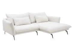 Narożnik z poduszkami dekoracyjnymi biały perłowy MANDELLO PLUS prawy