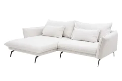 Narożnik z poduszkami dekoracyjnymi biały perłowy MANDELLO PLUS lewy