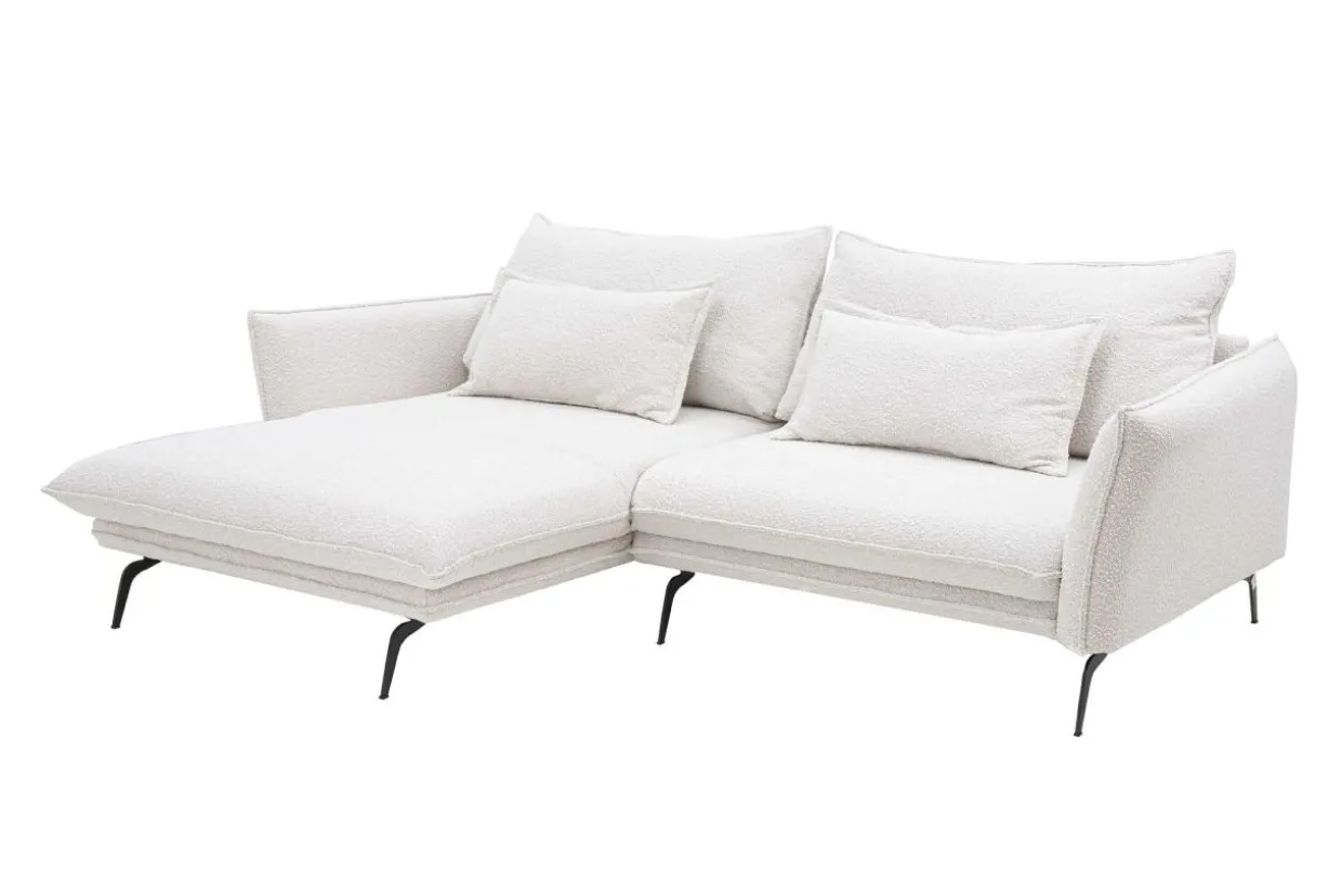 Narożnik z poduszkami dekoracyjnymi biały perłowy MANDELLO PLUS lewy