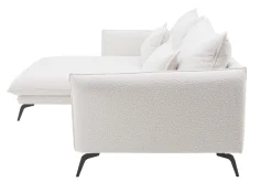 Narożnik z poduszkami dekoracyjnymi biały perłowy MANDELLO PLUS lewy