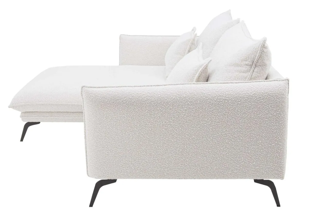 Narożnik z poduszkami dekoracyjnymi biały perłowy MANDELLO PLUS lewy