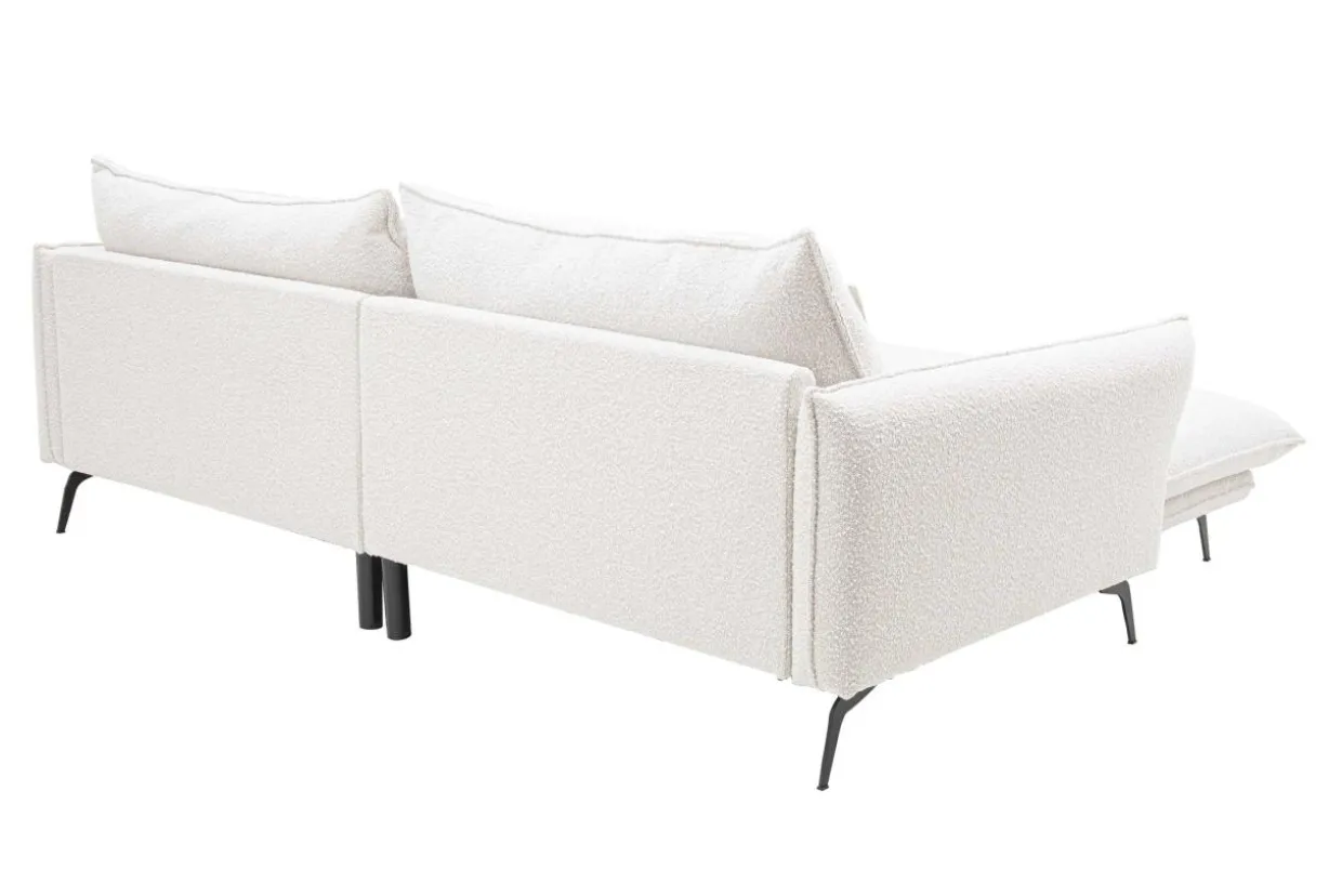 Narożnik z poduszkami dekoracyjnymi biały perłowy MANDELLO PLUS lewy