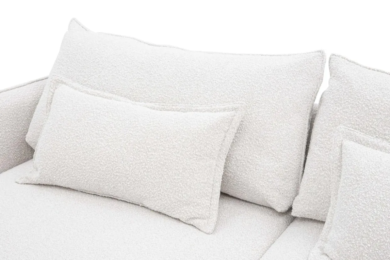 Narożnik z poduszkami dekoracyjnymi biały perłowy MANDELLO PLUS lewy