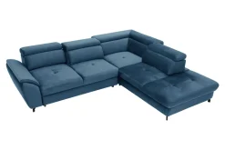 Narożnik z regulacją zagłówków niebieski MAROLA lewy