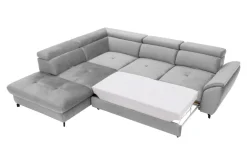 Narożnik z regulacją zagłówków jasnoszary MAROLA prawy