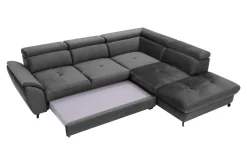 Narożnik z regulacją zagłówków ciemnoszary MAROLA lewy